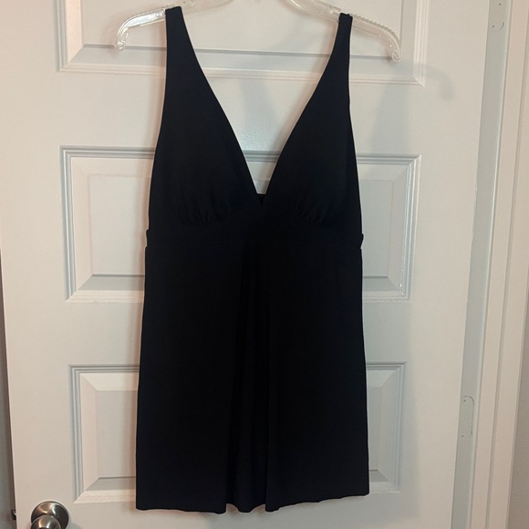 Aqua Other - Aquagreen Black Swimdress One Piece SZ L 12/14 one side slit vacay beach  NWT